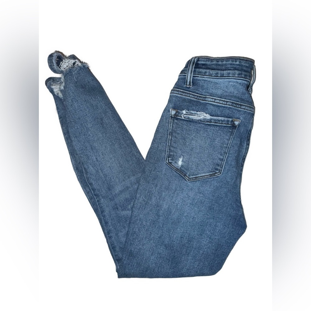 Bridge by GLY Elliott High Rise Skinny Jeans chewed hem Distressed Size 24 - Picture 6 of 8